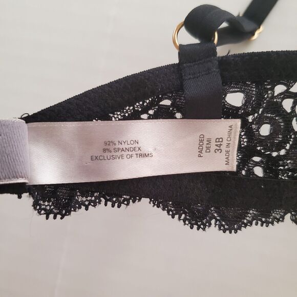 Victoria’s Secret Bra 34B Black Very Sexy Lace Padded Demi Push-up Underwire - Picture 6 of 10
